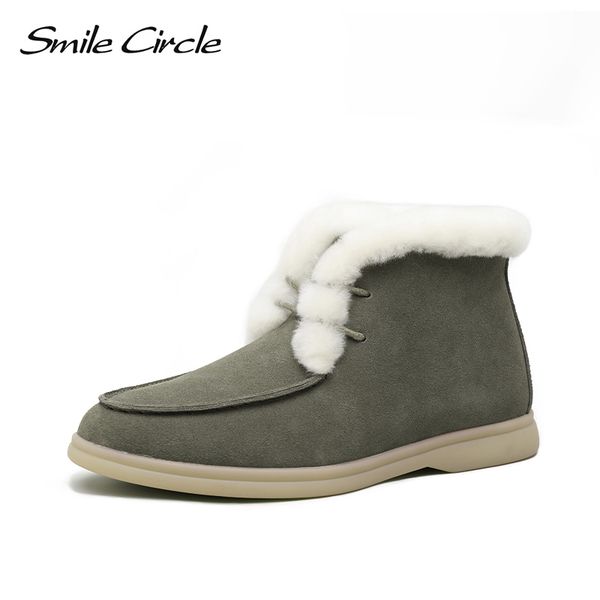 smile circle women snow boots natural fur genuine leather ankle boots winter lace-up comfortable flat wool boots women shoes 201021, Black
smile circle women snow boots natural fur genuine leather ankle boots winter lace-up comfortable flat wool boots women shoes 201021, Black