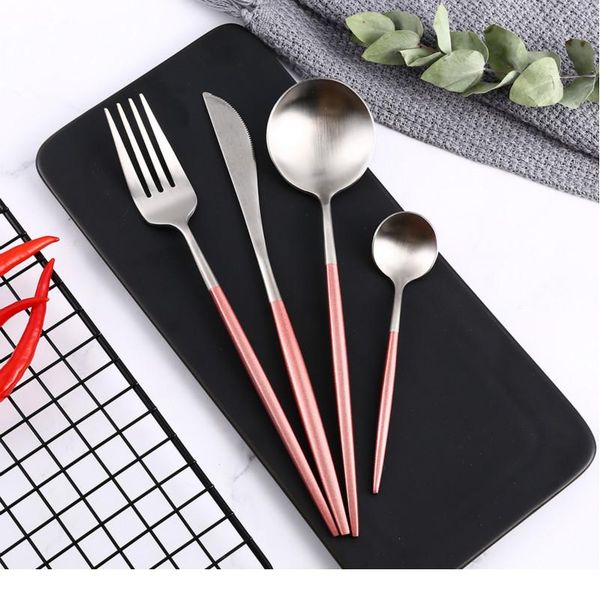 pink silver 4pcs/set stainless steel frosted cutlery set knife spoon fork dessert spoon restaurant travel western t jllgkk
pink silver 4pcs/set stainless steel frosted cutlery set knife spoon fork dessert spoon restaurant travel western t jllgkk