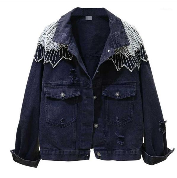 2020 autumn new back heavy bead black jeans coat personality women's loose denim jacket college wind students short cowboy coats1, Black;brown
2020 autumn new back heavy bead black jeans coat personality women's loose denim jacket college wind students short cowboy coats1, Black;brown