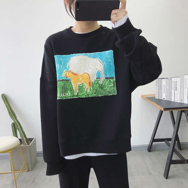 pullover sweater women 2020 new loose korean fashion ins crew neck versatile autumn winter, Black
pullover sweater women 2020 new loose korean fashion ins crew neck versatile autumn winter, Black