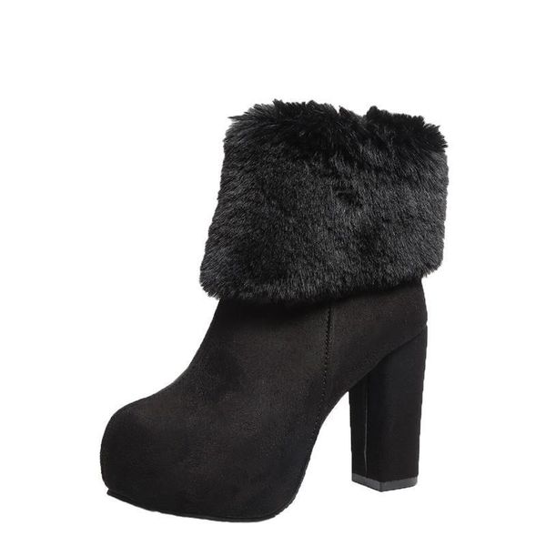 boots super high heel women's warm winter plush fashion increase women shoes suede round toe flanging female booties, Black
boots super high heel women's warm winter plush fashion increase women shoes suede round toe flanging female booties, Black