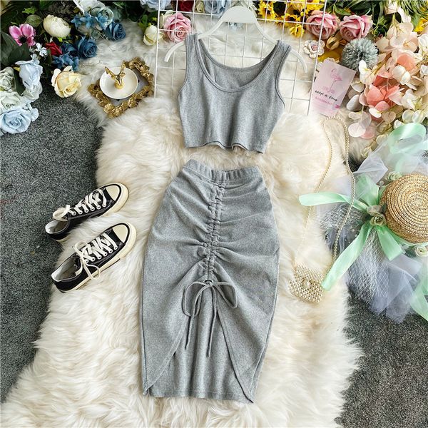 2020 summer women set black/red vintage round neck knitted short + drawstring bodycon skirt female two piece set new lj201125, White
2020 summer women set black/red vintage round neck knitted short + drawstring bodycon skirt female two piece set new lj201125, White