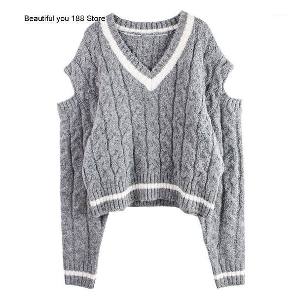 new fall 2020 small group loose wear long sleeve short cut off shoulder v-neck sweater pullover sweater for women1, White
new fall 2020 small group loose wear long sleeve short cut off shoulder v-neck sweater pullover sweater for women1, White