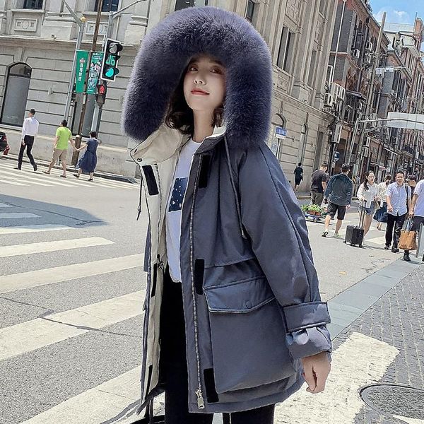 new winter selling women's down jacket fashion fur collar warm jacket women outdoor leisure mid-length cotton, Black
new winter selling women's down jacket fashion fur collar warm jacket women outdoor leisure mid-length cotton, Black