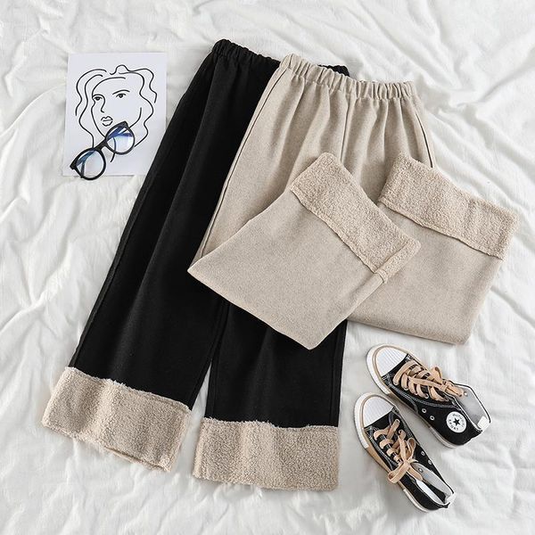 vintage thicken wide leg pants women 2020 winter high waist casual streetwear patchwork korean style female bottom, Black;white
vintage thicken wide leg pants women 2020 winter high waist casual streetwear patchwork korean style female bottom, Black;white