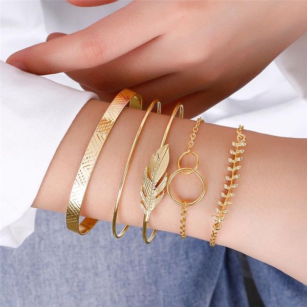 dotshe 5pcs/set women's gold color leaf wheat shaped boho open bracelets set zirconia pave jewelry for christmas, Black
dotshe 5pcs/set women's gold color leaf wheat shaped boho open bracelets set zirconia pave jewelry for christmas, Black