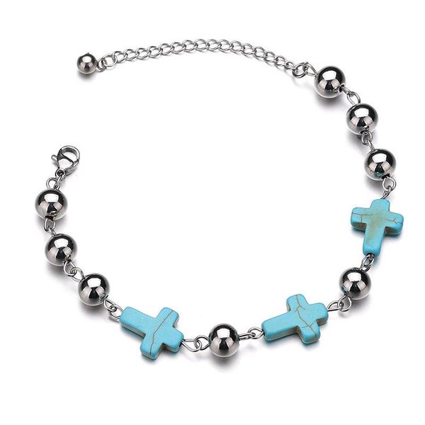 link, chain fashion cross women's bracelet natural stone beads ball wristband adjustable link bracelets women charm jewelry, Black
link, chain fashion cross women's bracelet natural stone beads ball wristband adjustable link bracelets women charm jewelry, Black