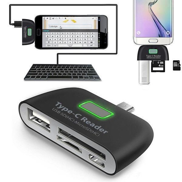usb hub type-c 4 in 1 memory card reader adapter usb micro usb tf sd card type c hub otg for macbook tablet
usb hub type-c 4 in 1 memory card reader adapter usb micro usb tf sd card type c hub otg for macbook tablet