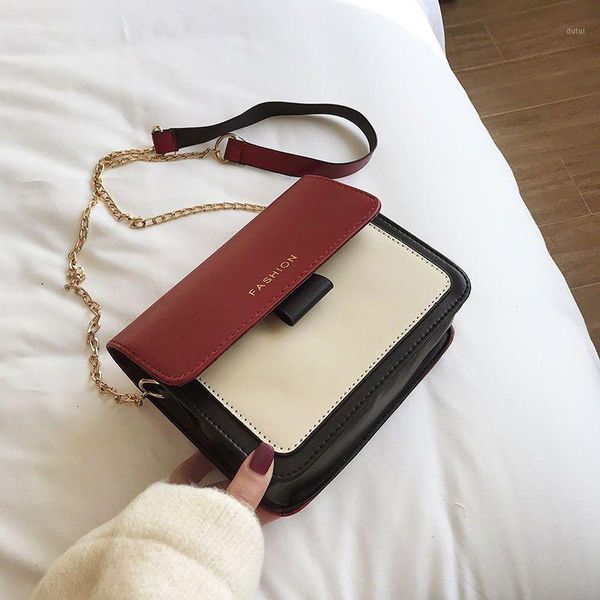 2020 patchwork small bag for women contrast color student korean version single shoulder square bag chic chain messenger1, Black
2020 patchwork small bag for women contrast color student korean version single shoulder square bag chic chain messenger1, Black