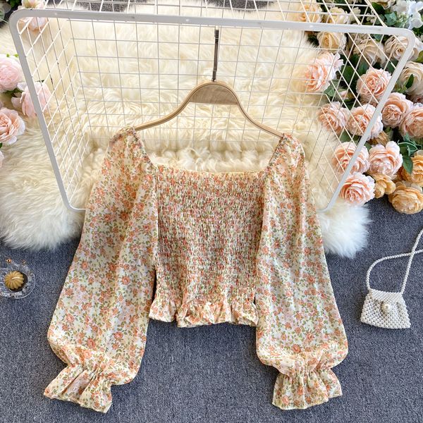 2021 new singreiny feminine chiffon floral printing blouse spring square collar puff short thin elastic ruched hkvj, White
2021 new singreiny feminine chiffon floral printing blouse spring square collar puff short thin elastic ruched hkvj, White