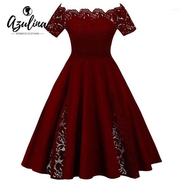 azulina plus size lace panel off the shoulder dress women vintage flare party dress robes 2018 retro ladies dresses vestidos 5xl11, White;black
azulina plus size lace panel off the shoulder dress women vintage flare party dress robes 2018 retro ladies dresses vestidos 5xl11, White;black