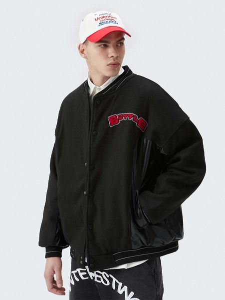 men letter patched bomber jacket r6do#, Black;brown
men letter patched bomber jacket r6do#, Black;brown