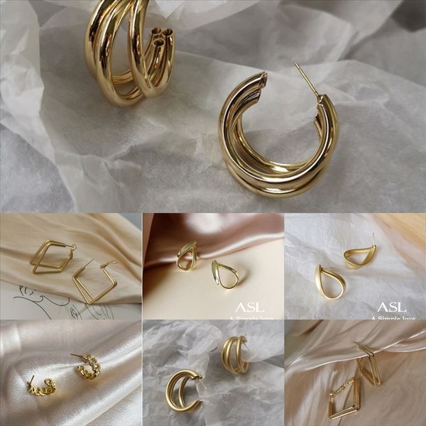 tugt creative square fashion crystal color серьги tiff серебряная серьга, Golden