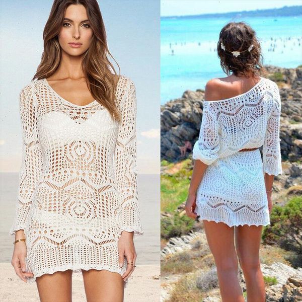 summer lace crochet beach dress women white see through swimwear swimsuit cover up mini dress, Black;gray
summer lace crochet beach dress women white see through swimwear swimsuit cover up mini dress, Black;gray