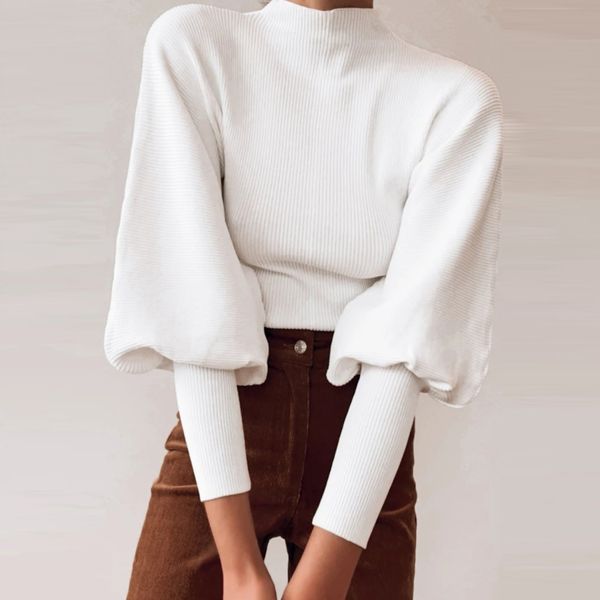 ladies sweaters womens fashion lantern sleeve solid color knitted pullover sweaters casual autumn winter clothing, White;black
ladies sweaters womens fashion lantern sleeve solid color knitted pullover sweaters casual autumn winter clothing, White;black