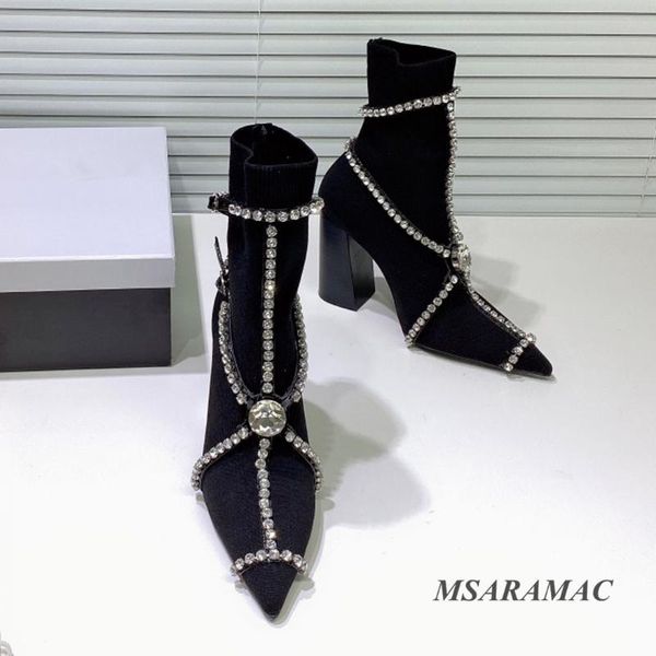 boots black diamond-studded high heel slim stretch knit winter fashion pointed toe ladies ankle
boots black diamond-studded high heel slim stretch knit winter fashion pointed toe ladies ankle