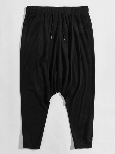 men drawstring waist drop crotch pants x5fh#, Black
men drawstring waist drop crotch pants x5fh#, Black