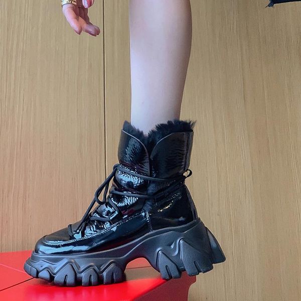 boots genuine leather women snow winter platform shoes ankle for non-slip keep warm wool women's sneakers, Black
boots genuine leather women snow winter platform shoes ankle for non-slip keep warm wool women's sneakers, Black