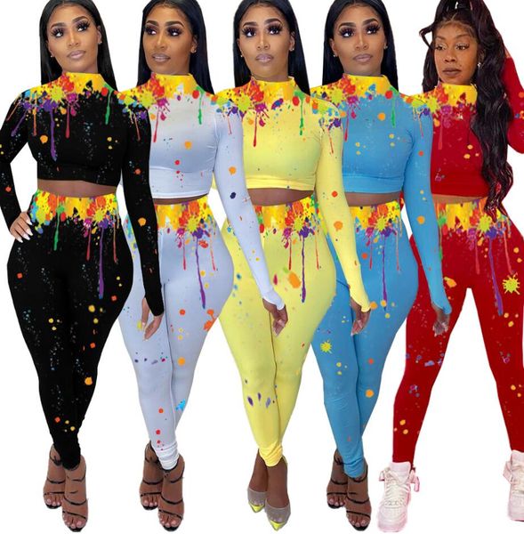 women tracksuit shaping high collar long sleeve crop pants leggings color splash ink yoga two piece outfit sports suit 5 color e92803, White
women tracksuit shaping high collar long sleeve crop pants leggings color splash ink yoga two piece outfit sports suit 5 color e92803, White