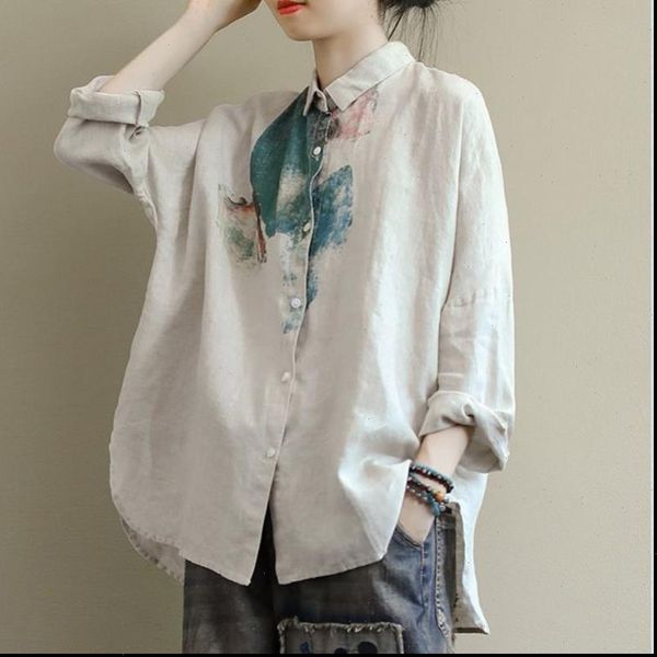 new arrival autumn women long sleeve loose shirts plus size arts vintage print cotton linen casual blouse ladies d405, White
new arrival autumn women long sleeve loose shirts plus size arts vintage print cotton linen casual blouse ladies d405, White
