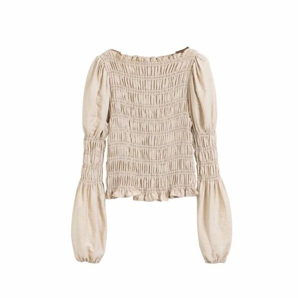 women's blouses & shirts women solid elastic slim smock puff sleeve pullover roupas agaric lace femininas chemise ls6468, White
women's blouses & shirts women solid elastic slim smock puff sleeve pullover roupas agaric lace femininas chemise ls6468, White