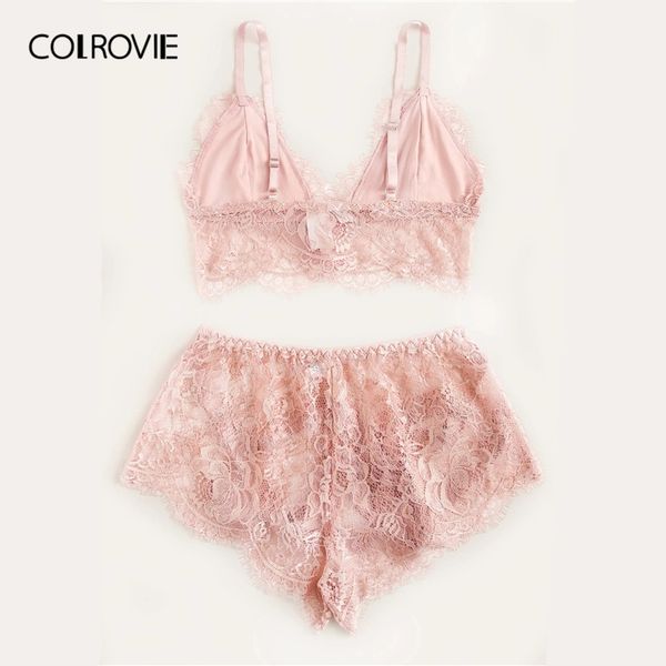 colrovie pink scalloped floral lace lingerie women pajama set burgundy bralettes and briefs sleepwear nightgown y200425, Black;red
colrovie pink scalloped floral lace lingerie women pajama set burgundy bralettes and briefs sleepwear nightgown y200425, Black;red
