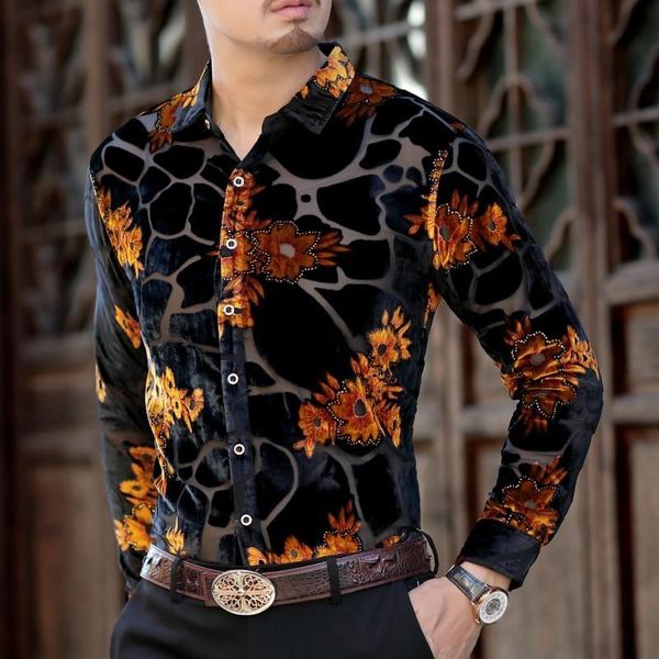 men's casual shirts 2021 fashion gold black leopart print shirt velvet transparent men long sleeve business immiate silk flower, White;black
men's casual shirts 2021 fashion gold black leopart print shirt velvet transparent men long sleeve business immiate silk flower, White;black