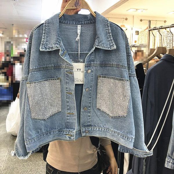 women's jackets 2021 spring autumn cowboy jacket women drill double pockets leisure short jean coat girls loose denim coats, Black;brown
women's jackets 2021 spring autumn cowboy jacket women drill double pockets leisure short jean coat girls loose denim coats, Black;brown