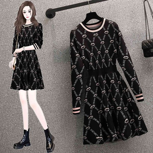 autumn winter net red women's dress fashion large medium and long sweater skirt foreign style pattern knitted, Black
autumn winter net red women's dress fashion large medium and long sweater skirt foreign style pattern knitted, Black