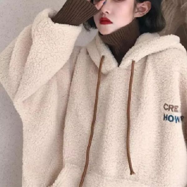 2020 autumn and winter lamb plush ladies hoodie harajuku loose plus velvet thick fake two-piece letter embroidery girls pullover, Black
2020 autumn and winter lamb plush ladies hoodie harajuku loose plus velvet thick fake two-piece letter embroidery girls pullover, Black