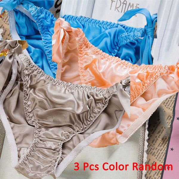 moxeay 3pcs/lot silk womens panties 100% pure silk satin lace-up underwear for women briefs female panties color random, Black;pink
moxeay 3pcs/lot silk womens panties 100% pure silk satin lace-up underwear for women briefs female panties color random, Black;pink