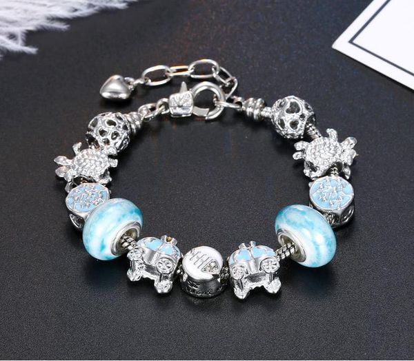 features drop shipping silver plated bracelets charm beads for beads bangle children gift with box, Black
features drop shipping silver plated bracelets charm beads for beads bangle children gift with box, Black