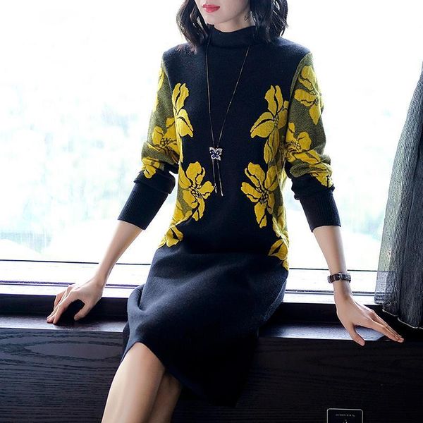 floral women winter turtleneck sweater dress female elegant knitting dress knee-length vintage dress female, Black;gray
floral women winter turtleneck sweater dress female elegant knitting dress knee-length vintage dress female, Black;gray