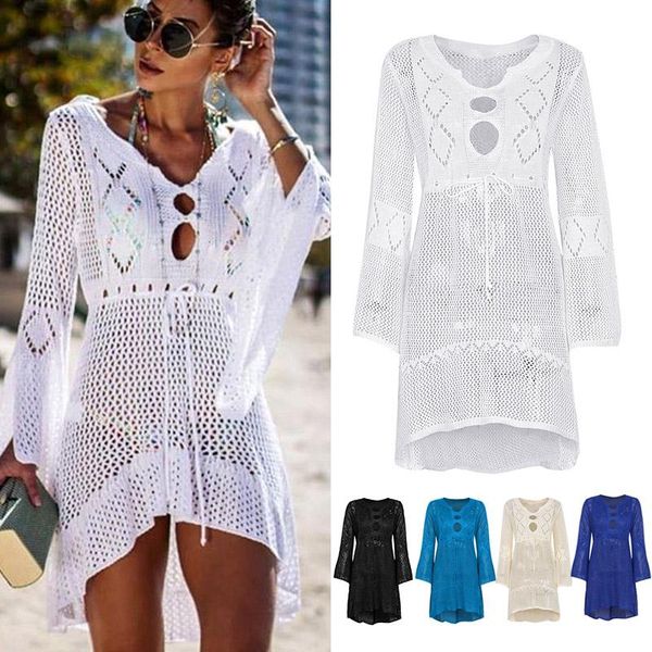 2021 newly women crochet knitted beach bikinis cover up tunic long sleeve hollow beachwear 19ing, White;black
2021 newly women crochet knitted beach bikinis cover up tunic long sleeve hollow beachwear 19ing, White;black