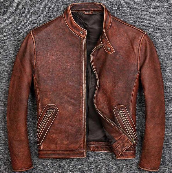 mens vintage brown slim fit motorcycle leather jacket genuine cowhide spring autumn short biker coat, Black
mens vintage brown slim fit motorcycle leather jacket genuine cowhide spring autumn short biker coat, Black