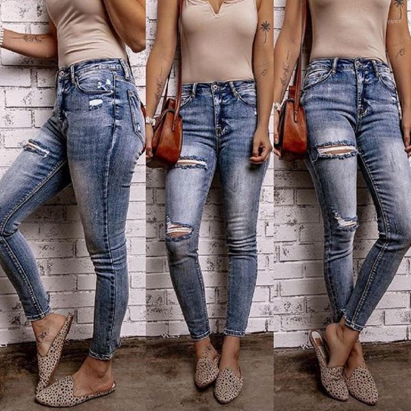 women denim jeans ropped hole skinny pencil pants vintage trousers1, Blue
women denim jeans ropped hole skinny pencil pants vintage trousers1, Blue