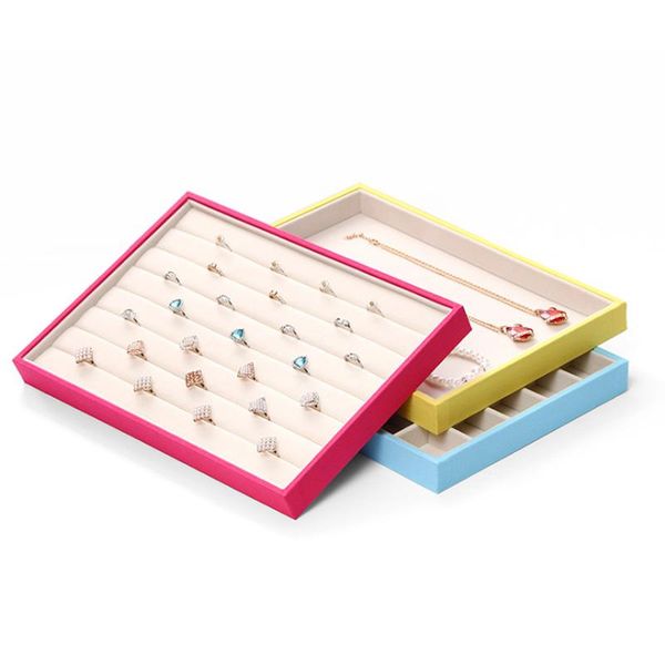 five styles five colors velvet jewelry tray display case showcase necklace rings bracelet showcases organizer, Pink;blue
five styles five colors velvet jewelry tray display case showcase necklace rings bracelet showcases organizer, Pink;blue