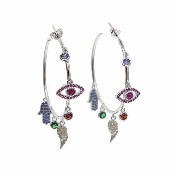 korean 40mm hamsa wing eye charm hoop earrings for women blue eye lucky turkish earring cubic zircon fashion jewelry 20201, Golden;silver
korean 40mm hamsa wing eye charm hoop earrings for women blue eye lucky turkish earring cubic zircon fashion jewelry 20201, Golden;silver