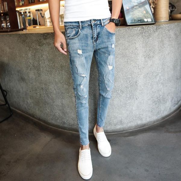 men's jeans korean summer 2021 fashion denim men's slim feet pants skinny stretch trendy beggar knee holes pencil for men1, Blue
men's jeans korean summer 2021 fashion denim men's slim feet pants skinny stretch trendy beggar knee holes pencil for men1, Blue