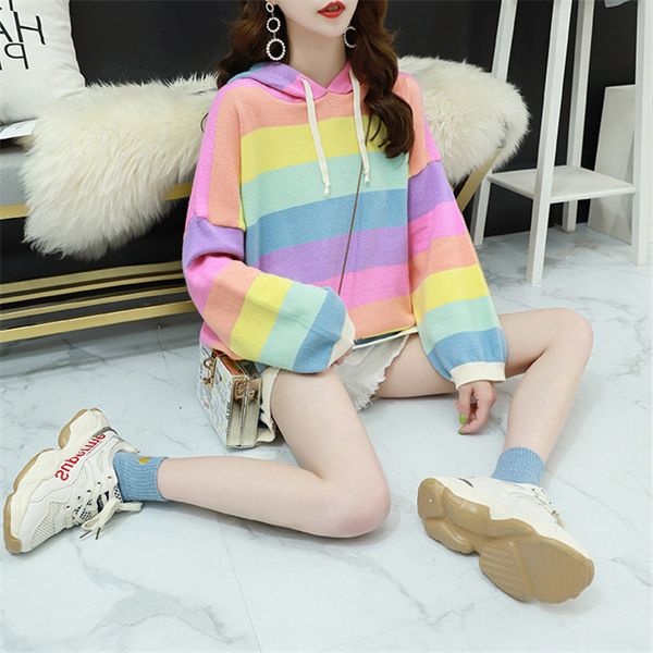 2020 new korean striped sweater women's knitting pullover loose small fresh sweet large size top, White;black
2020 new korean striped sweater women's knitting pullover loose small fresh sweet large size top, White;black