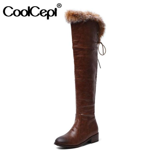 boots coolcept plus size 34-43 winter shoes warm fur women long round toe flats over knee retro botas mujer footwear, Black
boots coolcept plus size 34-43 winter shoes warm fur women long round toe flats over knee retro botas mujer footwear, Black