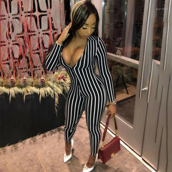 women long sleeve striped jumpsuit romper casual clubwear wide leg pants outfits1, Black;white
women long sleeve striped jumpsuit romper casual clubwear wide leg pants outfits1, Black;white