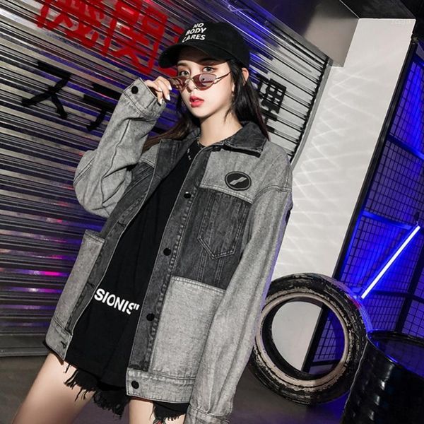 women's jackets sexemara fashion the loose splice sequin wild denim jacket 1, Black;brown