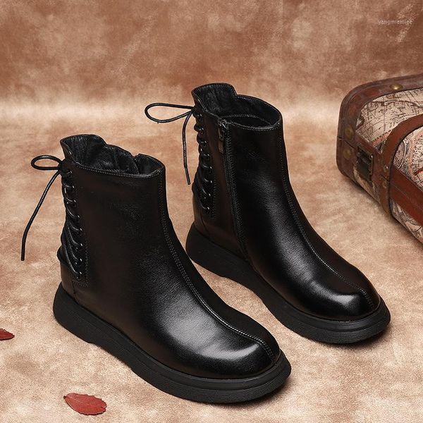 fashion women's leather high-casual boots autumn winter new comfortable soft heel lace-up design short boots1, Black
fashion women's leather high-casual boots autumn winter new comfortable soft heel lace-up design short boots1, Black