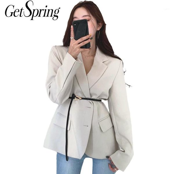 getspring women blazer single breasted long sleeve ladiesblazer coat with belt simple women's slim suit jacket suit blazer 20201, White;black
getspring women blazer single breasted long sleeve ladiesblazer coat with belt simple women's slim suit jacket suit blazer 20201, White;black