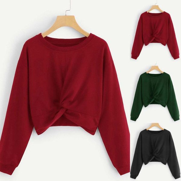 fashion solid knot blouse shirt o-neck crop tee casual autumn winter ladies female women long sleeve blusas pullover1, White
fashion solid knot blouse shirt o-neck crop tee casual autumn winter ladies female women long sleeve blusas pullover1, White
