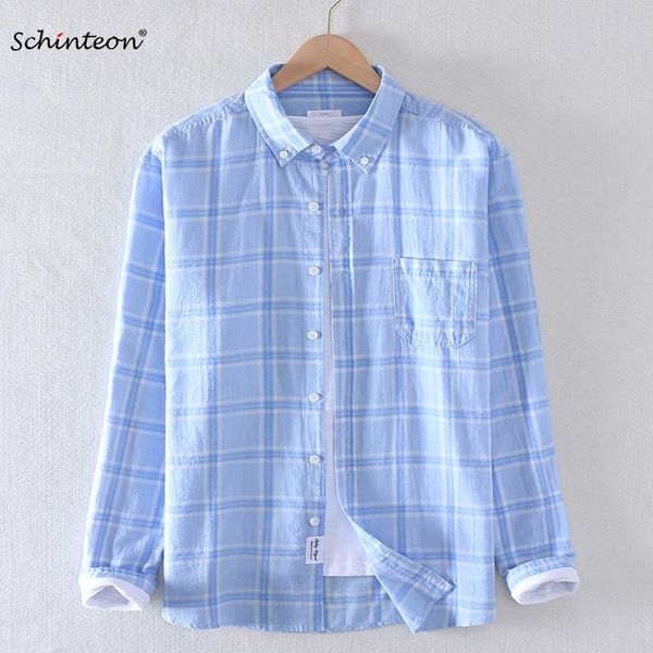 men's casual shirts 2021 schinteon men 100% cotton shirt plaid long sleeved thin turn-down collar s-4xl spring summer arrival, White;black
men's casual shirts 2021 schinteon men 100% cotton shirt plaid long sleeved thin turn-down collar s-4xl spring summer arrival, White;black