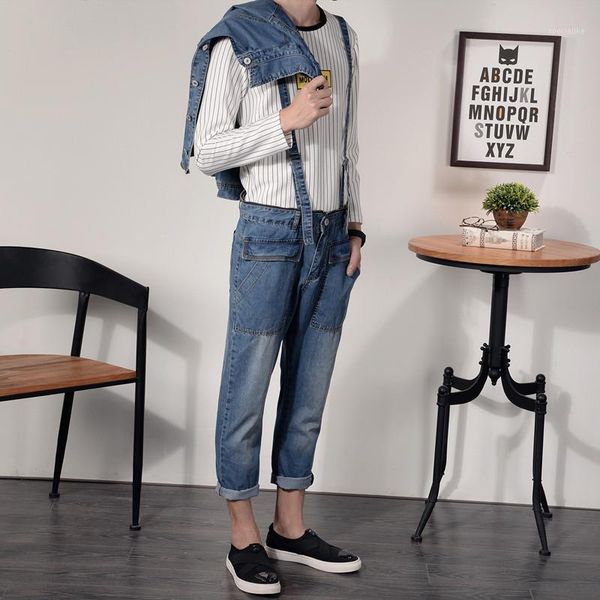 men's overalls, spring and autumn trendy men's denim suits, retro onesies, denim jacket suits, can be removed1, Blue
men's overalls, spring and autumn trendy men's denim suits, retro onesies, denim jacket suits, can be removed1, Blue