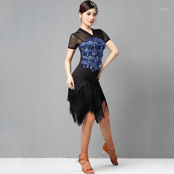2020 latin dance dress short sleeve sequins fringe practice clothes professional latin dance competition performance costumes1, Black;red
2020 latin dance dress short sleeve sequins fringe practice clothes professional latin dance competition performance costumes1, Black;red