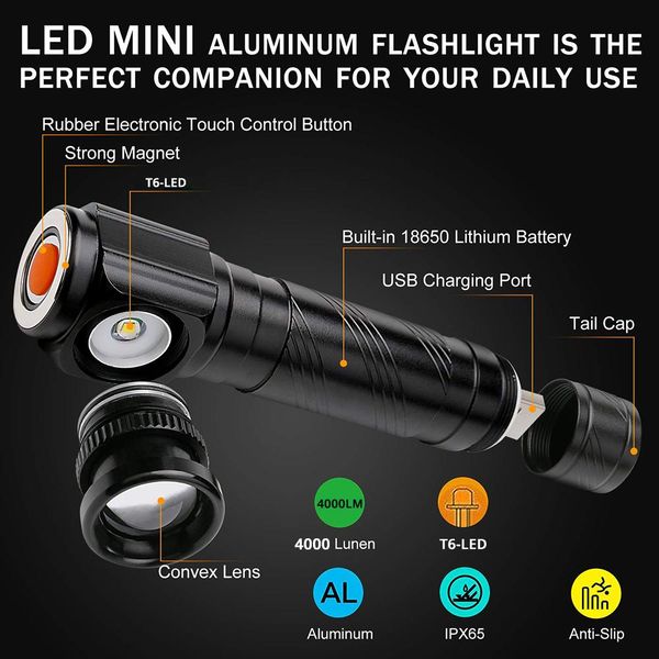 multi function led flashlight built in battery usb charging with magnet for night riding night fishing camping bbydde alice_bag
multi function led flashlight built in battery usb charging with magnet for night riding night fishing camping bbydde alice_bag